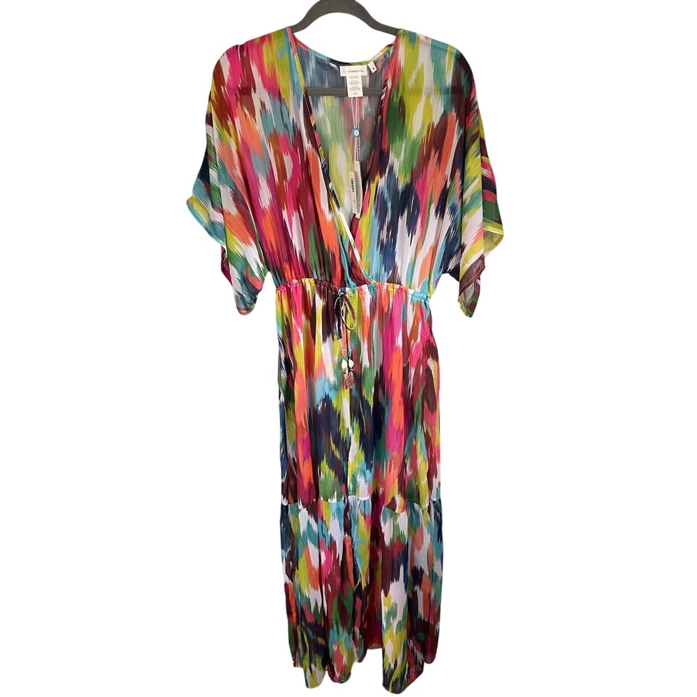 Bleu Rod Beattie Keep It Moving Chiffon Maxi Dress NWT Ikat Boho Cover Up M